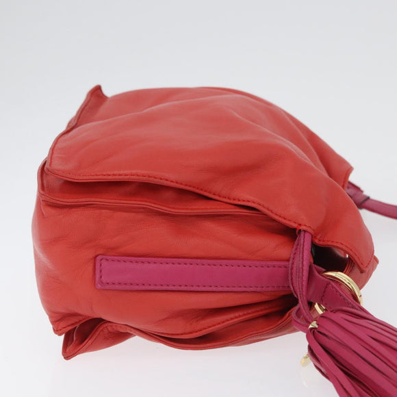 LOEWE Anagram Purse Shoulder Bag Leather Orange Gold Auth ka3378A