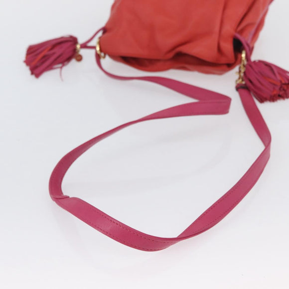 LOEWE Anagram Purse Shoulder Bag Leather Orange Gold Auth ka3378A