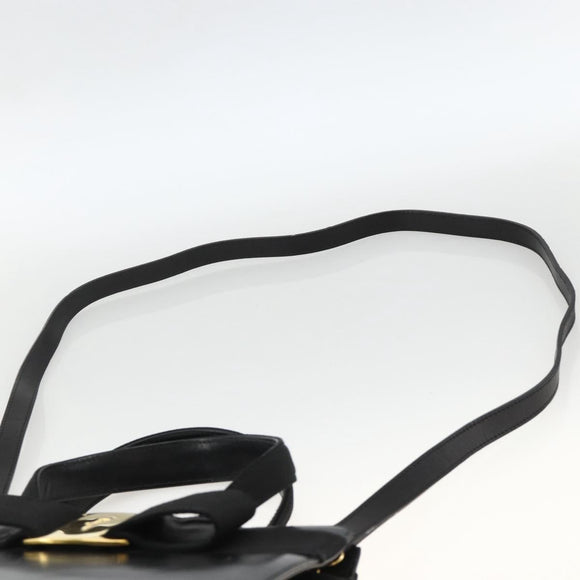Salvatore Ferragamo Vala Ribbon Hand Bag Leather 2way Black Gold Auth ka3380