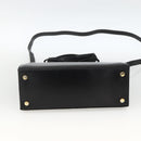 Salvatore Ferragamo Vala Ribbon Hand Bag Leather 2way Black Gold Auth ka3380-5