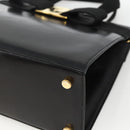 Salvatore Ferragamo Vala Ribbon Hand Bag Leather 2way Black Gold Auth ka3380-10