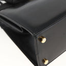 Salvatore Ferragamo Vala Ribbon Hand Bag Leather 2way Black Gold Auth ka3380-15