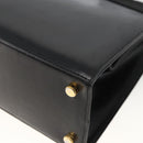 Salvatore Ferragamo Vala Ribbon Hand Bag Leather 2way Black Gold Auth ka3380-16