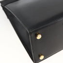 Salvatore Ferragamo Vala Ribbon Hand Bag Leather 2way Black Gold Auth ka3380-17