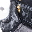 Salvatore Ferragamo Vala Ribbon Hand Bag Leather 2way Black Gold Auth ka3380-20