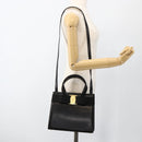 Salvatore Ferragamo Vala Ribbon Hand Bag Leather 2way Black Gold Auth ka3380-23