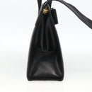 Salvatore Ferragamo Vala Ribbon Hand Bag Leather 2way Black Gold Auth ka3380-3