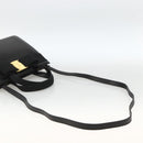 Salvatore Ferragamo Vala Ribbon Hand Bag Leather 2way Black Gold Auth ka3380-9