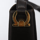 Salvatore Ferragamo Gancini Shoulder Bag Leather Brown Gold Auth ka3381-18