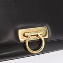 Salvatore Ferragamo Gancini Shoulder Bag Leather Brown Gold Auth ka3381-19
