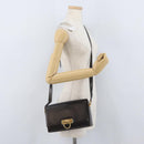 Salvatore Ferragamo Gancini Shoulder Bag Leather Brown Gold Auth ka3381-25