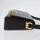 Salvatore Ferragamo Gancini Shoulder Bag Leather Brown Gold Auth ka3381-3