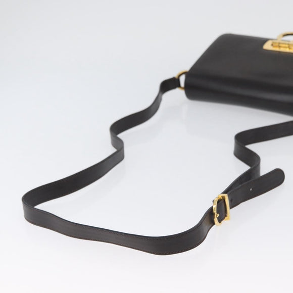 Salvatore Ferragamo Gancini Shoulder Bag Leather Brown Gold Auth ka3381