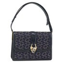 CELINE C Sulky Shoulder Bag Canvas Navy Gold Auth ka3383-1