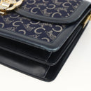 CELINE C Sulky Shoulder Bag Canvas Navy Gold Auth ka3383-10