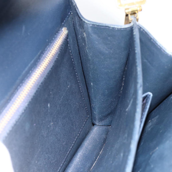 CELINE C Sulky Shoulder Bag Canvas Navy Gold Auth ka3383