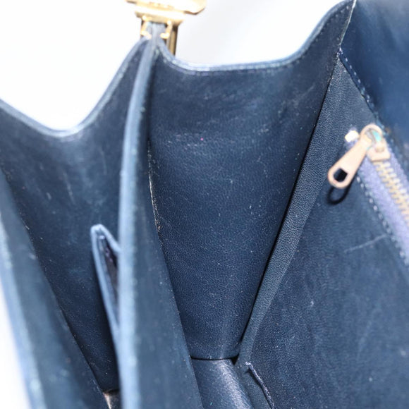 CELINE C Sulky Shoulder Bag Canvas Navy Gold Auth ka3383