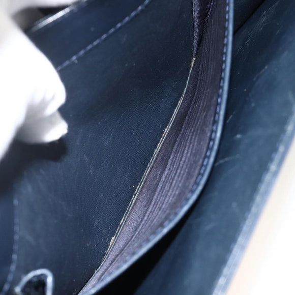CELINE C Sulky Shoulder Bag Canvas Navy Gold Auth ka3383