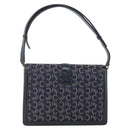 CELINE C Sulky Shoulder Bag Canvas Navy Gold Auth ka3383-3