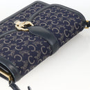 CELINE C Sulky Shoulder Bag Canvas Navy Gold Auth ka3383-6
