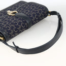 CELINE C Sulky Shoulder Bag Canvas Navy Gold Auth ka3383-7