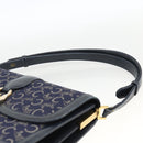CELINE C Sulky Shoulder Bag Canvas Navy Gold Auth ka3383-8