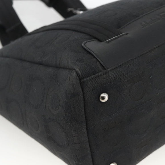 Salvatore Ferragamo Gancini Tote Bag Canvas Black Silver Auth ka3385