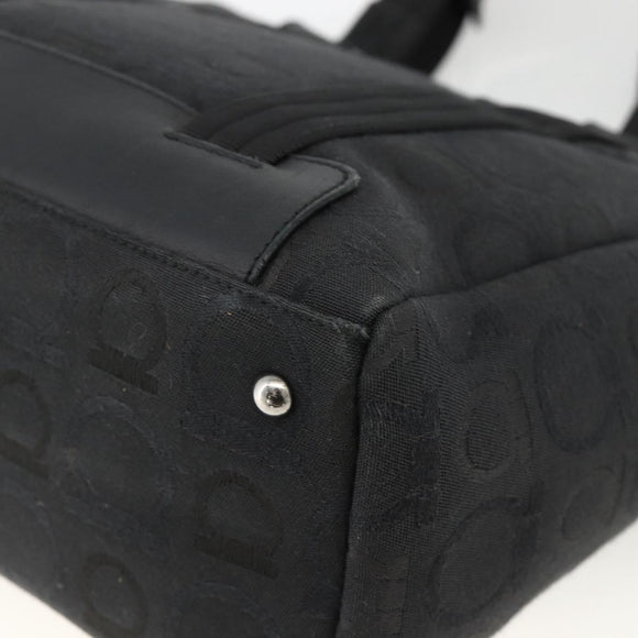 Salvatore Ferragamo Gancini Tote Bag Canvas Black Silver Auth ka3385