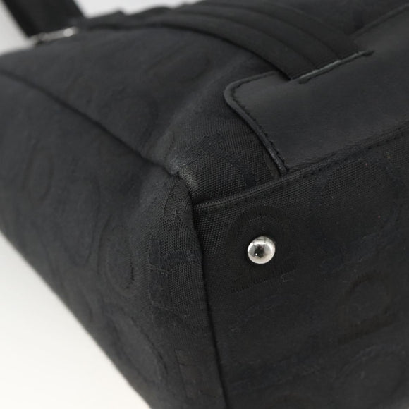 Salvatore Ferragamo Gancini Tote Bag Canvas Black Silver Auth ka3385