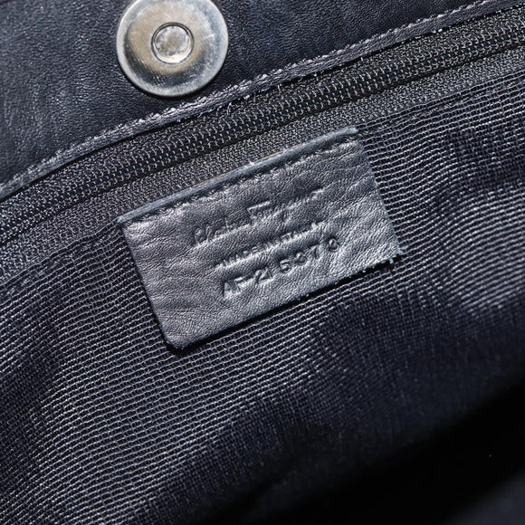 Salvatore Ferragamo Gancini Tote Bag Canvas Black Silver Auth ka3385