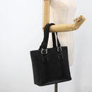 Salvatore Ferragamo Gancini Tote Bag Canvas Black Silver Auth ka3385-21