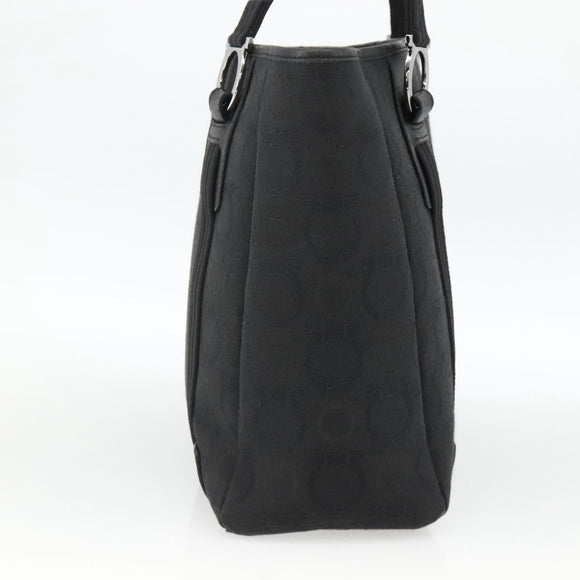 Salvatore Ferragamo Gancini Tote Bag Canvas Black Silver Auth ka3385