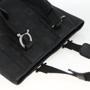 Salvatore Ferragamo Gancini Tote Bag Canvas Black Silver Auth ka3385-6