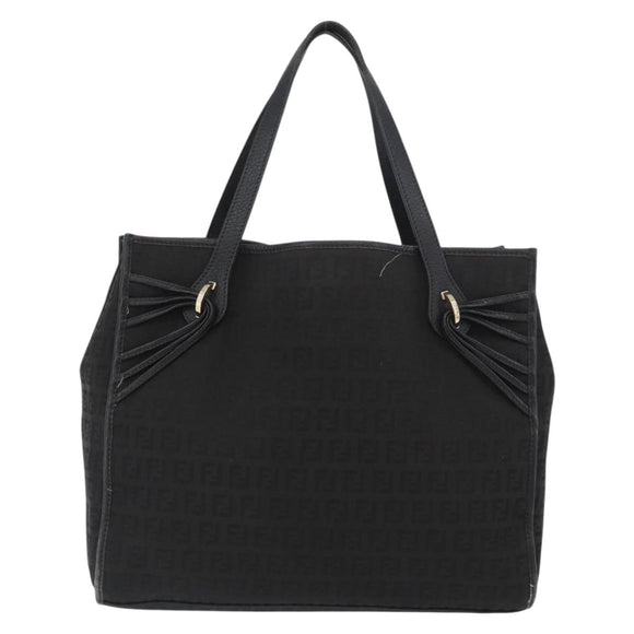 FENDI Zucchino Canvas Tote Bag Black Gold Auth ka3387