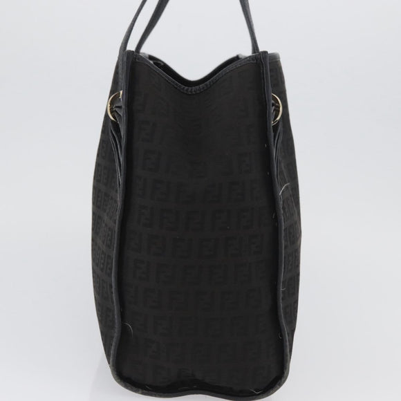 FENDI Zucchino Canvas Tote Bag Black Gold Auth ka3387