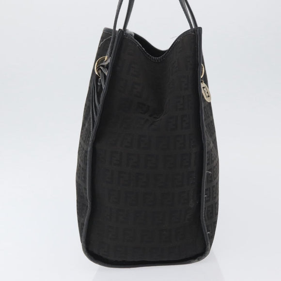 FENDI Zucchino Canvas Tote Bag Black Gold Auth ka3387