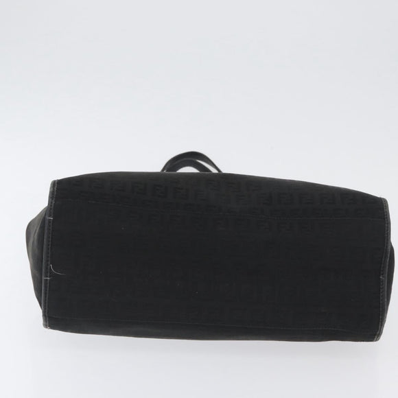 FENDI Zucchino Canvas Tote Bag Black Gold Auth ka3387