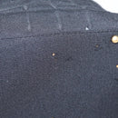 CHANEL Choco Bar Hand Bag cotton Black Gold CC Auth ka339-7