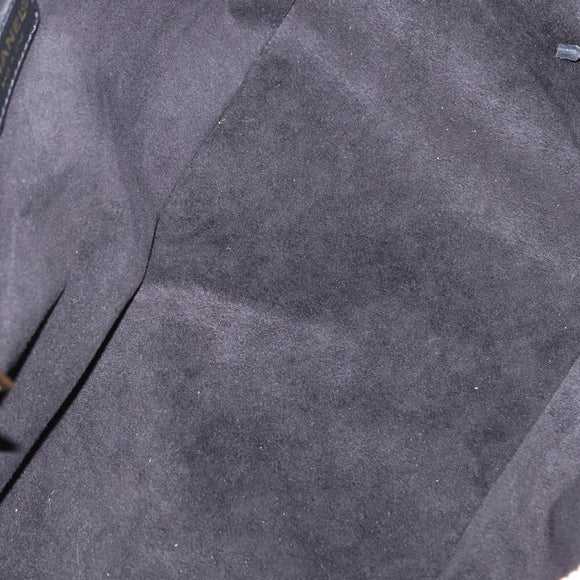 CHANEL Choco Bar Hand Bag cotton Black Gold CC Auth ka339