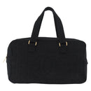 CHANEL Choco Bar Hand Bag cotton Black Gold CC Auth ka339-13