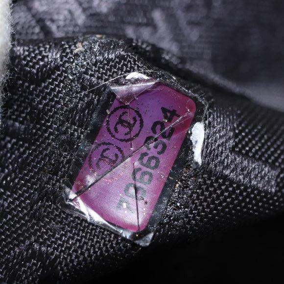 CHANEL Choco Bar Hand Bag cotton Black Gold CC Auth ka339