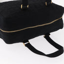 CHANEL Choco Bar Hand Bag cotton Black Gold CC Auth ka339-8