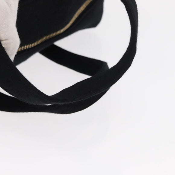 CHANEL Choco Bar Hand Bag cotton Black Gold CC Auth ka339