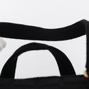 CHANEL Choco Bar Hand Bag cotton Black Gold CC Auth ka339-10