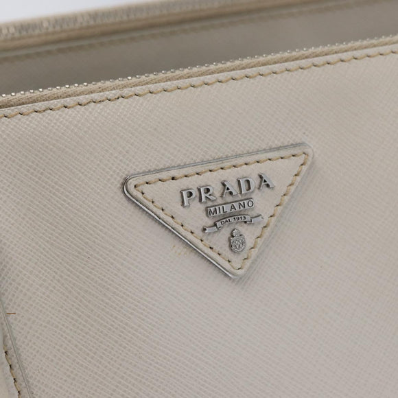 PRADA Hand Bag Safiano leather 2way White Silver Auth ka3399V
