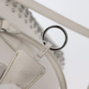 PRADA Hand Bag Safiano leather 2way White Silver Auth ka3399V-17