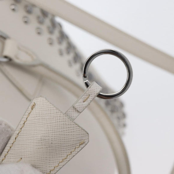 PRADA Hand Bag Safiano leather 2way White Silver Auth ka3399V