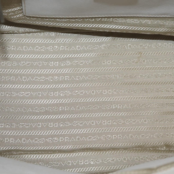PRADA Hand Bag Safiano leather 2way White Silver Auth ka3399V