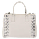 PRADA Hand Bag Safiano leather 2way White Silver Auth ka3399V-3