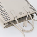 PRADA Hand Bag Safiano leather 2way White Silver Auth ka3399V-6